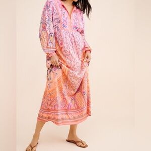 FARM Rio Pink and Orange Maxi Dress